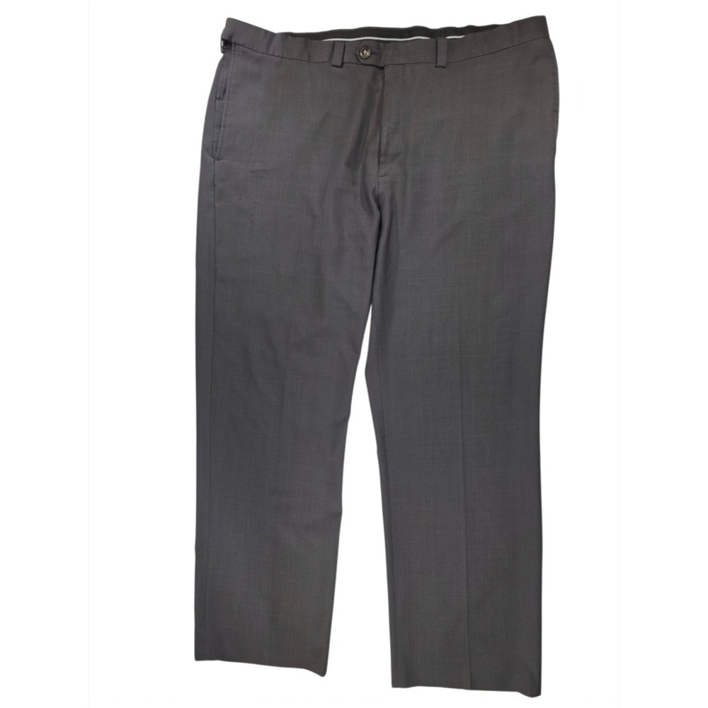 Haggar Classic Fit Button Charcoal 42x32 Pants Stretch Waist Repreve Dress Slack
